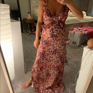 Vici floral maxi dress with side cut outs